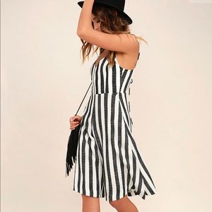 Even Better Black + White Striped Midi Jumpsuit